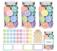 249 Pcs Reward Jars for Kids Smile Face Classroom Coin Jars for Behavioral Rewards 225 Pcs Smiley Faces 20 Pcs Name Tags 1 Pcs Storage Bag Classroom Incentive Behavior Tools for Back to School Student