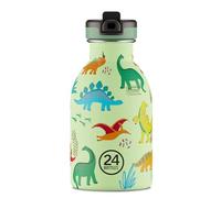 24BOTTLES Jurassic Friends Children's Water Bottle with Straw for Primary School and Kindergarten 250 ml, 100% Airtight Stainless Steel BPA Free Ultralight [Non-Thermal], Jurassic Friends 250 ml