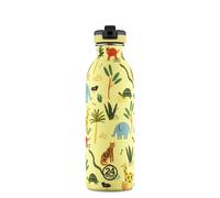 24Bottles Kids Jungle Friends Kids Drinking Bottle with Straw for Primary School and Nursery Baby Bottle 100% Airtight Stainless Steel BPA Free Ultra Light Non-Thermal 500ml