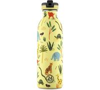 24Bottles Kids Jungle Friends Kids Drinking Bottle with Straw for Primary School and Nursery Baby Bottle 100% Airtight Stainless Steel BPA Free Ultra Light Non-Thermal 500ml
