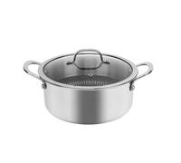 (24cm Casserole Pot) Hextec Non Stick Stainless Steel Induction Cookware Tempered Glass Lid