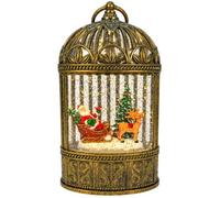 24cm Christmas Water Spinner Santa Sleigh Musical LED Lantern Snow Globe | Battery or USB Powered, Lighted, Glitter Water, Santa Sleigh Reindeer, Xmas Tabletop, Novelty Gift Ornament, Home Decorations