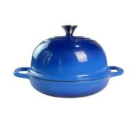 24cm Enameled Cast Iron Dutch Oven for Bread Making, Cast Iron Pot Pan for Sourdough Bread Baking Casserole Dish with Lid, 5 Quart (Blue)