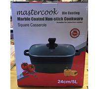 24cm Mastercook Die Casting Marble Coated Non Stick Square Casserole with Glass LID, Suitable for Induction Cooker
