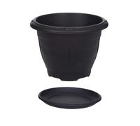 24cm Planter Saucer Set Round Venetian Black Flower Plant Garden Indoor Outdoor