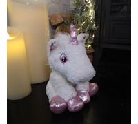 24cm Plush White Unicorn with Sparkly Pink Horn and Hooves