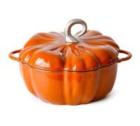 24Cm Pumpkin Casserole Cast Iron Pot with Lid Non Stick Dutch Oven Pansenamelled Cooking Potkitchen Cookware for Slow Cooking Chicken Open Fire Stovetop Camping