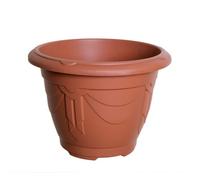 24Cm Round Venetian Planter Plastic Terracotta Flower Patio Garden Outdoor Pot