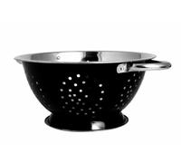 24cm Stainless Steel Colander with Handles - Deep Kitchen Strainer for Pasta, Rice, Vegetables & Fruit - Durable Large Food Drainer Bowl (Multiple Colours) (Black)