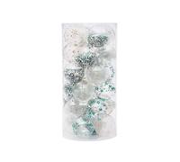 24ct Christmas Balls Ornaments Set w/Stuffed Delicate Decorations 60MM/2.36" Shatterproof Clear Plastic Decorative Baubles for Xmas Tree(Grn)