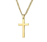 24ct Gold Chain Cross Necklaces for Women & Me with Up to 20X More 24k White gold Plating Than Other Necklace Cross Chains - Durable 2mm Cuban Curb Link 22inch