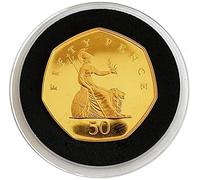 24ct Gold Plated 2000 Britannia Proof 50p Coin with Airtile Capsule Holder