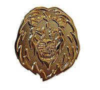 24ct Gold Plated African Lion Head 26mm Metal Enamel Badge or Brooch
