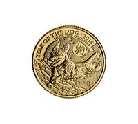 24ct Gold Queen Elizabeth II 1/4oz Lunar Year of the Dog Coin 2018