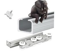 24ft 20ft 18ft 16ft 12' 8ft 6ft Heavy Duty Sliding Barn Door Hardware Track Kit Exterior, Low Profile Pocket Rail - for 1 Pivot/Wood/Bifold Up to 400lb, with Installation Kit(B,4ft/122cm)