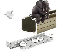 24ft 20ft 18ft 16ft 12' 8ft 6ft Heavy Duty Sliding Barn Door Hardware Track Kit Exterior, Low Profile Pocket Rail - for 1 Pivot/Wood/Bifold Up to 400lb, with Installation Kit(Light Coffee,