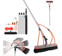 24ft 7m Aluminium Telescopic Cleaning Brush, Conservatory & Fascia Cleaner | Water-Fed Pole Kit with Water Hose for Solar Panels, Patio Roofs & Windows, Window Cleaner Equipment