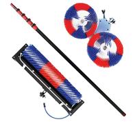 24FT Carbon Fiber Water Fed Pole Solar Panel Cleaning System, Interchangeable Dual Brush Heads & Roller Brush, AC/DC Dual Power 2-in-1 Multi-Functional Solar Panel Cleaner Tool