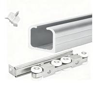 24ft Heavy Du Sliding Barn Door Hardware Kit, Low Profile Concealed Track for 20ft, 18ft, 16ft, 12ft, 8ft, 6ft Doors - Smooth & Quiet
