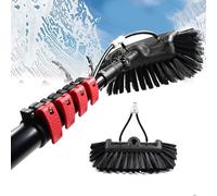 24FT High Reach Telescoping Pole with Water Connect, 5-Head Brush for Professal Window Cleaning, Gutter & Conserva Roof Cleaner, 3.6m-12m Exteon
