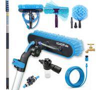 24Ft Igadpole Washing Kit: Water-Fed Brush, Cobweb Duster, 10In Squeegee & Soap Dispenser With 6-Stage Telescoping Pole 7M
