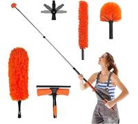 24FT Professional Telescopic Window Cleaning Kit,4-24FT Extension Pole and Single Pivot 10"(25cm) Window Squeegee, Window cleaning washer tools