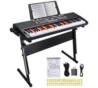 24HOCL 61 Key Premium Electric Keyboard Piano for Beginners with Stand, Built-in Dual Speakers, Microphone, Headphone, Stand & Display Panel (Black)