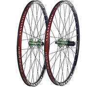 24In/26In/27.5In/29In Mountain Bike Wheelset Alu Alloy Double Layer Rims Thru-Axle Front And Rear Wheels 32H Disc Brake Hubs for 7-11 Speed Cassette,Green,29inch