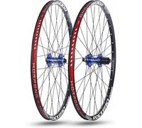24In/26In/27.5In/29In Mountain Bike Wheelset Alu Alloy Double Layer Rims Thru-Axle Front And Rear Wheels 32H Disc Brake Hubs for 7-11 Speed Cassette,Blue,26inch