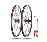 24in/26in/27.5in/29in Mountain Bike Wheelset Quick Release Bike Front Rear Wheels Double Layer Rims Disc Brake 32H Hubs For 7-11 Speed(Red,26in)