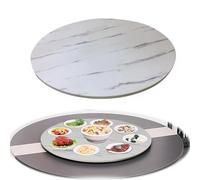 24in 28in 39in Lazy Susan Rotating Turntable Organizer, Rotatable Wood Serving Tray 360° Smooth and Silent Spin, Large Lazy Susan Turntable for Dining Table, Banquets or Weddings(White Marble,60CM/24I