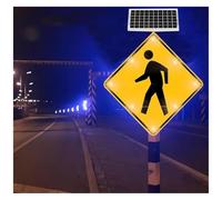 24in Aluminum Solar Crosswalk Sign - IP65, Auto-Flashing LED