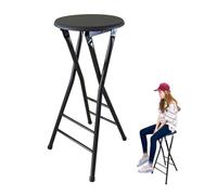 24in Foldable Counter Height Stool - No Assembly Portable Backless Tall Chair for Kitchen & Office 28in Height Perfect for Adults Stylish Black Design