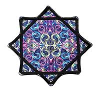 24in Spinning Cloth- Easy Finger Twirling Circus Toy with Sided Print Vibrant Patterns,Paisley Pattern Flow Star Style, Ultra-Light & Portable for Beginner to Professional(A)