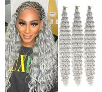 24in Wave Crochet Hair for Black Women Deep Wave Braiding Hair for Braids 3 Bundles Pre Looped Curly Hairs Twisted Synthetic Wavy Curly Crochet Hairs for Braids(N)