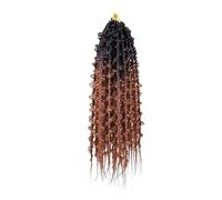 24Inch Butterfly Box Braids Crochet Hair Pre-Loop Locs Twist Braids，Synthetic for Daily Use(Natural Black+Light Auburn)