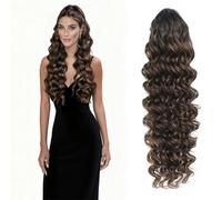 24inch Deep Curly Synthetic Drawstring Ponytail Extension For Women Invisible Long Loose Curly Thick Ponytail Clip in Hairpiece (4/27#)