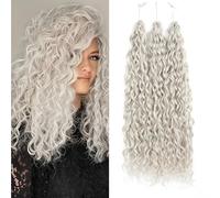 24Inch Deep Wave Twist Curly Crochet Hair Extensions 3Pack Deep Wavy Air Curl Bulk Hair Synthetic Boho Braids Water Wave Crochet Hair Extension for Women (56C, 24Inch-3Pack)