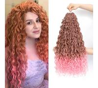 24Inch Deep Wave Twist Curly Crochet Hair Extensions 6Pack Deep Wavy Air Curl Bulk Hair Synthetic Boho Braids Water Wave Crochet Hair Extension for Women (T30/pink, 24Inch-6Pack)
