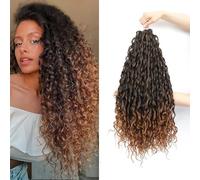 24Inch Deep Wave Twist Curly Crochet Hair Extensions 6Pack Deep Wavy Air Curl Bulk Hair Synthetic Boho Braids Water Wave Crochet Hair Extension for Women (TB/30, 24Inch-6Pack)