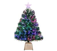 24inch Green Fiber Optic Christmas Tree,Pre-Lit Artificial Mini Christmas Tree, Tabletop Small Xmas tree with Stars Holiday Home Decorations