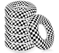 24Inch Inflatable Pool Floats 6Pack - Racing Car Party Theme Pool Tubes for Kid - Durable Swim Rings for Pool Parties, Lakes, Summer Events & Vibrant Poolside Decorations(6Pack White+Black)