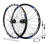 24inch Mountain Bike Wheels Disc Brake Quick Release Front And Rear Wheels Aluminum Alloy Double Wall Rims Youth Bike Wheelset For 7/8/9/10/11/12 Speed Cassette 32Holes(Black-Blue)