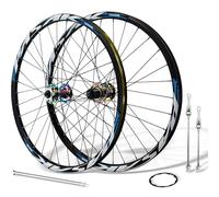 24inch Mountain Bike Wheels Disc Brake Quick Release Front And Rear Wheels Aluminum Alloy Double Wall Rims Youth Bike Wheelset For 7/8/9/10/11/12 Speed Cassette 32Holes(Colorful - Blue)