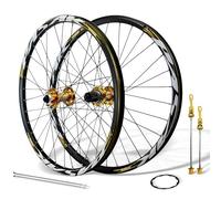 24inch Mountain Bike Wheels Disc Brake Quick Release Front And Rear Wheels Aluminum Alloy Double Wall Rims Youth Bike Wheelset For 7/8/9/10/11/12 Speed Cassette 32Holes(Gold)