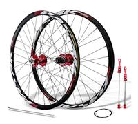 24inch Mountain Bike Wheels Disc Brake Quick Release Front And Rear Wheels Aluminum Alloy Double Wall Rims Youth Bike Wheelset For 7/8/9/10/11/12 Speed Cassette 32Holes(Red)