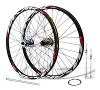 24inch Mountain Bike Wheels Disc Brake Quick Release Front And Rear Wheels Aluminum Alloy Double Wall Rims Youth Bike Wheelset For 7/8/9/10/11/12 Speed Cassette 32Holes(Colorful - Red)