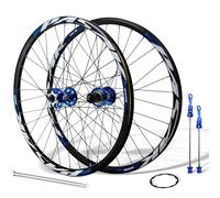 24inch Mountain Bike Wheels Disc Brake Quick Release Front And Rear Wheels Aluminum Alloy Double Wall Rims Youth Bike Wheelset For 7/8/9/10/11/12 Speed Cassette 32Holes(Blue)