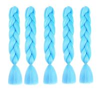 24inch Ombre Jumbo Braids Hair Extensions for Braiding Hair Pieces 5pcs Bundles 500g Synthetic Jumbo Braid Hair Crochet Twist African Box for Women, Sky Blue