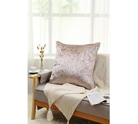 24inch - Set Of 2 Plain Crushed Velvet Cushion Cover with Filled Hollow Fiber Piped Edges | Pillow Case Decorative Sofa Square Pillowcase for Home Garden Décor| 60cm x 60cm - (Pack of 2) (Mink)